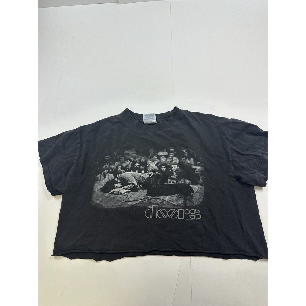 Vintage The Doors Short Sleeve Black Shirt 2000 Y2K Cropped T Shirt Size Medium